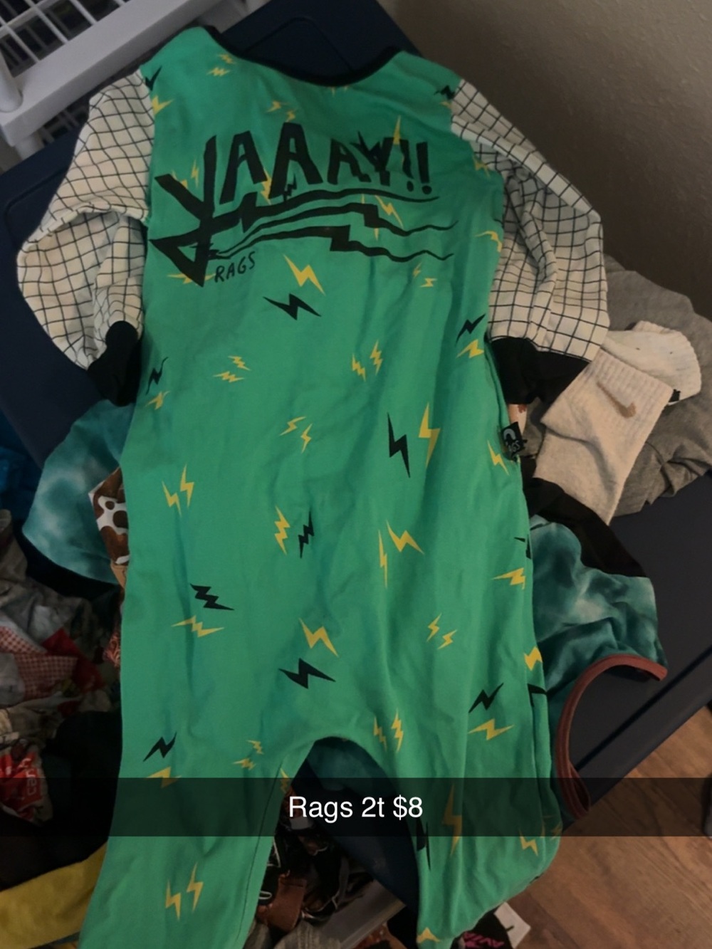Rags Green Lightning-Print Kids Pullover Hoodie